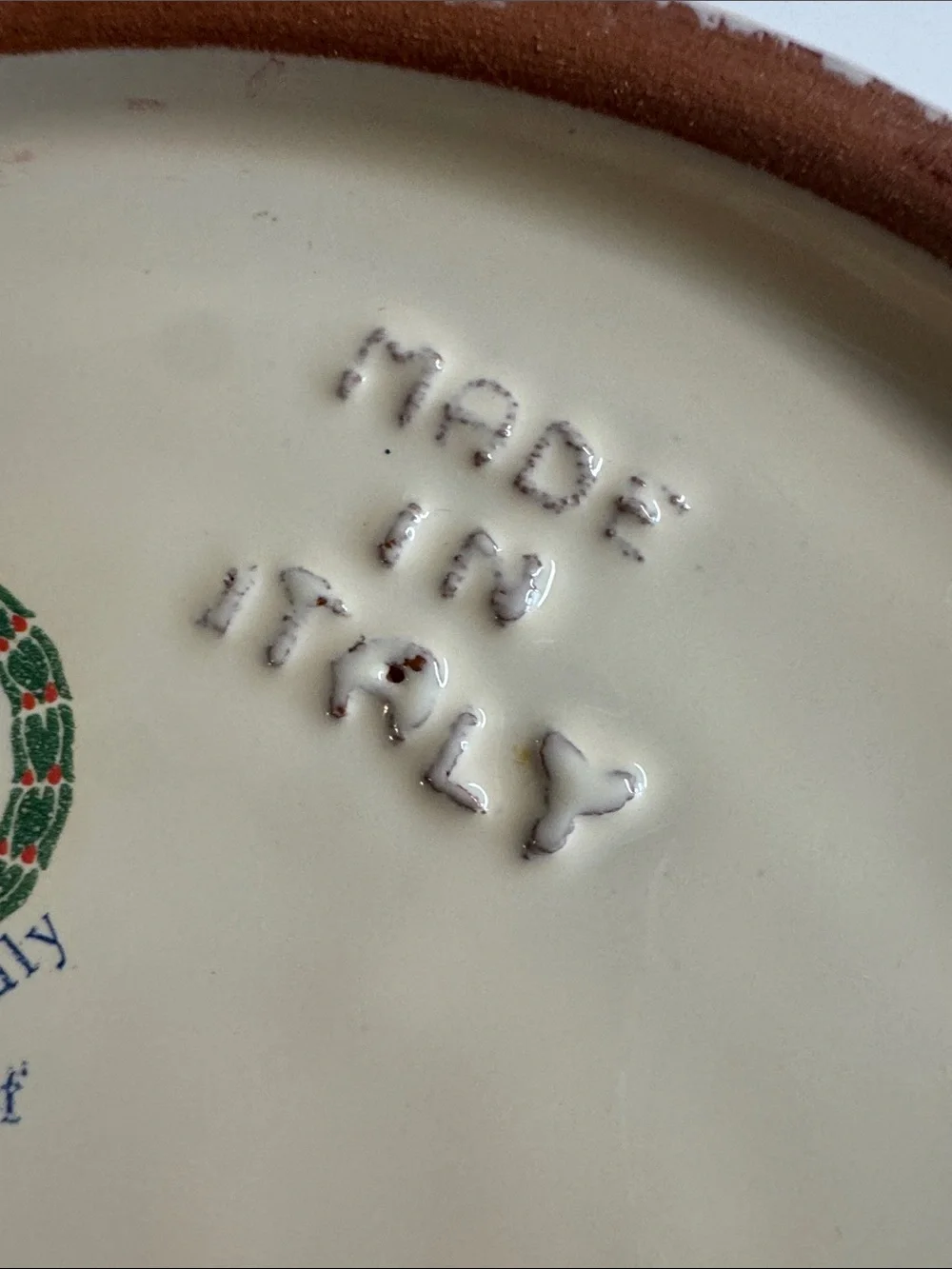 Vintage Italica Ars Hand Painted Cream Red Green Bowl.Made in Italy.Olive Branch